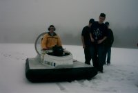 Parish Hill student hovercraft on snow